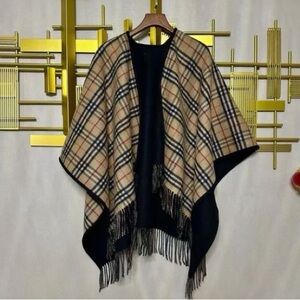 Burberry Beige and Black Plaid Cape